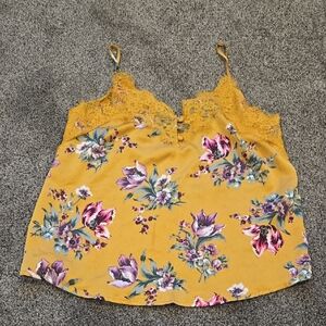 Abercrombie & Fitch Women Floral Lace Trim Top Blouse Sz S
